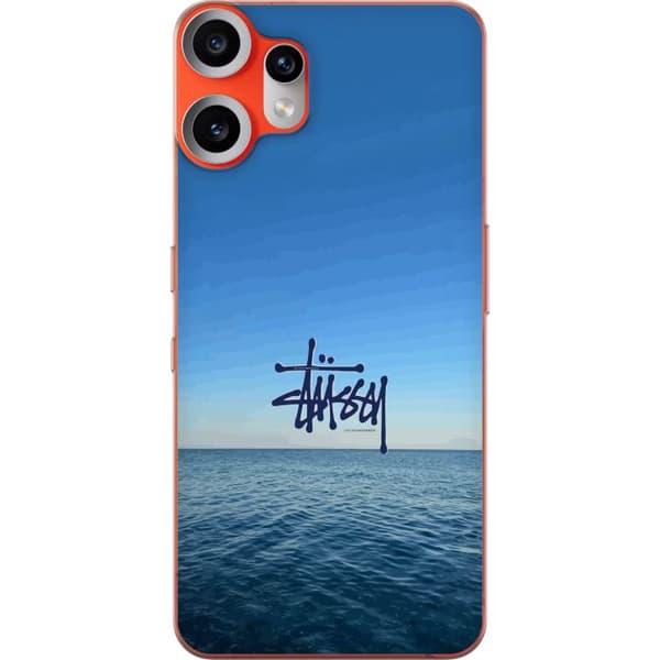 Kompatibelt Mobildeksel til Nothing CMF Phone 2 Pro Havspanorama med blå himmel og stilig surf-inspirert logo blå