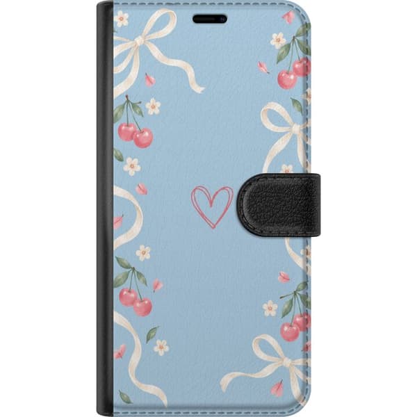 Kompatibelt Plånboksfodral till Xiaomi Redmi Note 10 Pro Körsbärshjärta blå