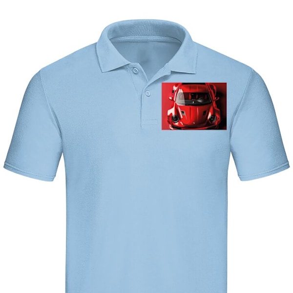 Poloshirt til Voksen | Elegant Poloshirt Porsche Lyseblå Stor