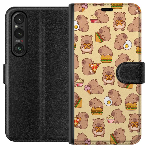 Sony Xperia 1 V Lompakkokotelo Kawaii capybara puhelinkotelo useilla söpöillä hahmoilla