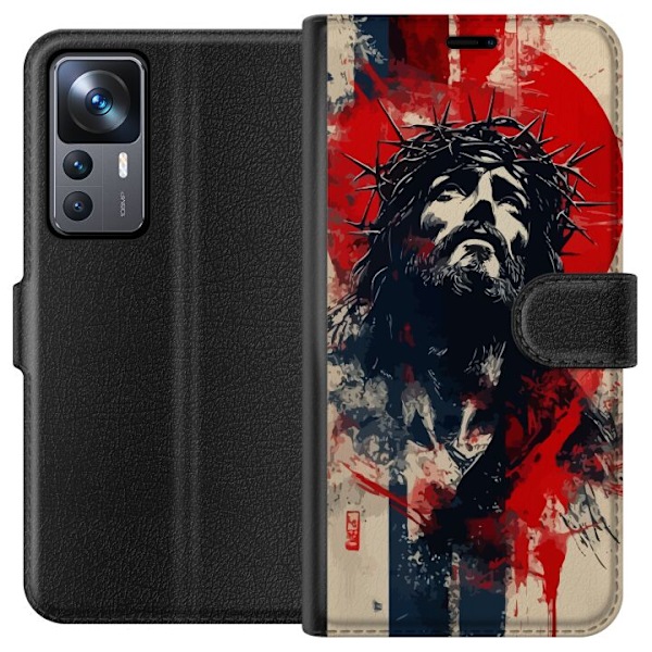 Xiaomi 12T Pro Lommeboketui Jesus med kors - kristent motiv me