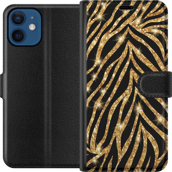 Kompatibelt Plånboksfodral till Apple iPhone 12 mini Gold & Glitter