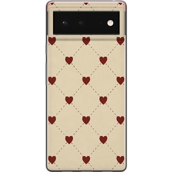 Google Pixel 6 Genomskinligt Skal Heart Grid