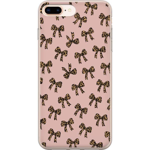 Kompatibel Mobilcover til Apple iPhone 8 Plus Leopardrosetter mønster lyserød baggrund leopardmønstrede sløjfer sød mode piget retrodesign mønster
