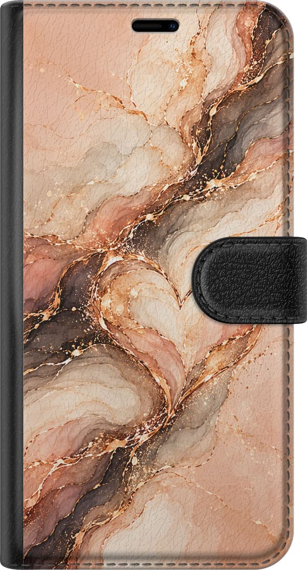 Kompatibel Tegnebogsetui til Apple iPhone 8 Marmorhjerte orange
