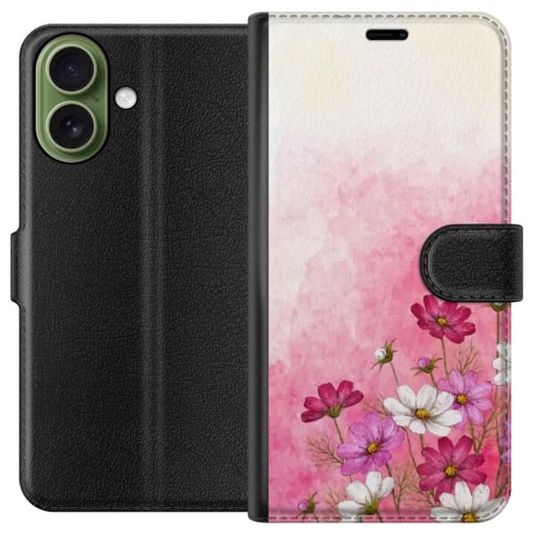 Kompatibel Tegnebogsetui til Apple iPhone 17 Bløde lyserøde og hvide blomster mod en akvarelbaggrund i lyserøde toner, romantisk og dekorativ illustr