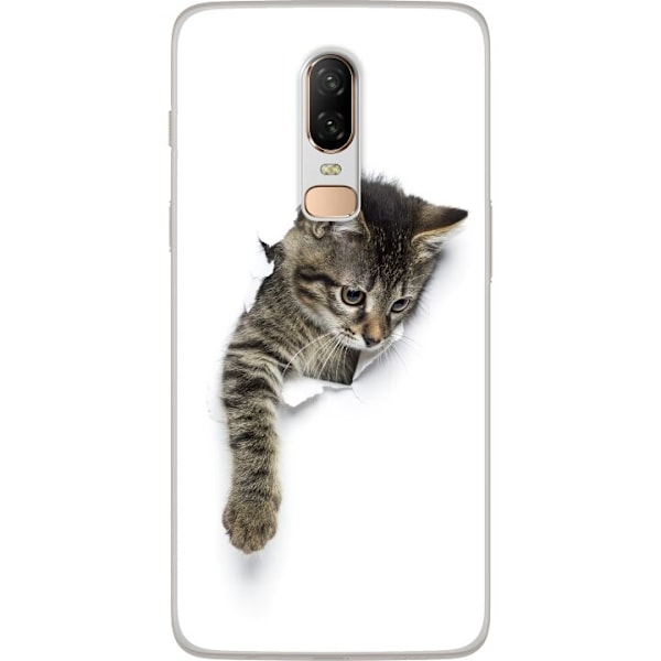 OnePlus 6 Genomskinligt Skal Curious Kitten