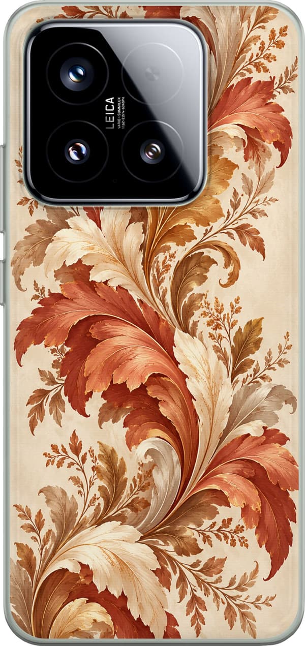 Kompatibelt Mobildeksel til Xiaomi 15 Høstornament beige