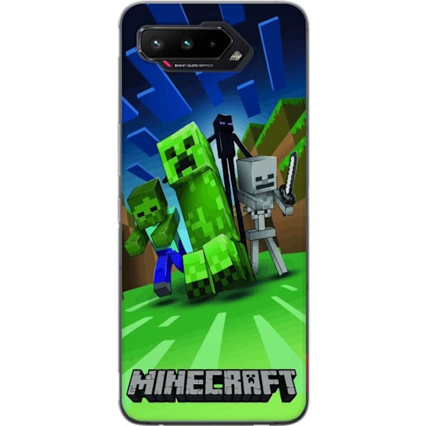 Asus ROG Phone 5 Gennemsigtig cover Minecraft Creeper mobilskal i klassisk grön pixelstil