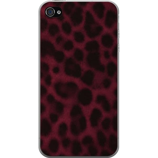 Kompatibelt Mobilskal till Apple iPhone 4s Vinröd leopard röd