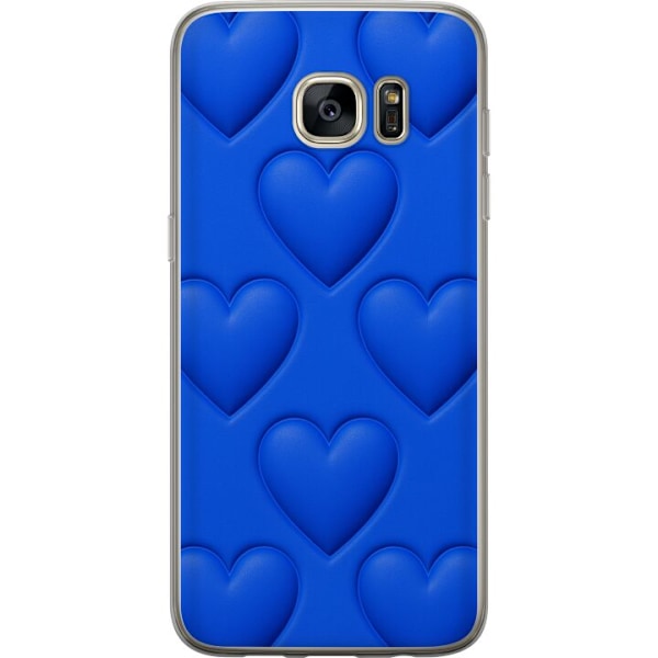 Samsung Galaxy S7 edge Gennemsigtig cover Blå Hjerter