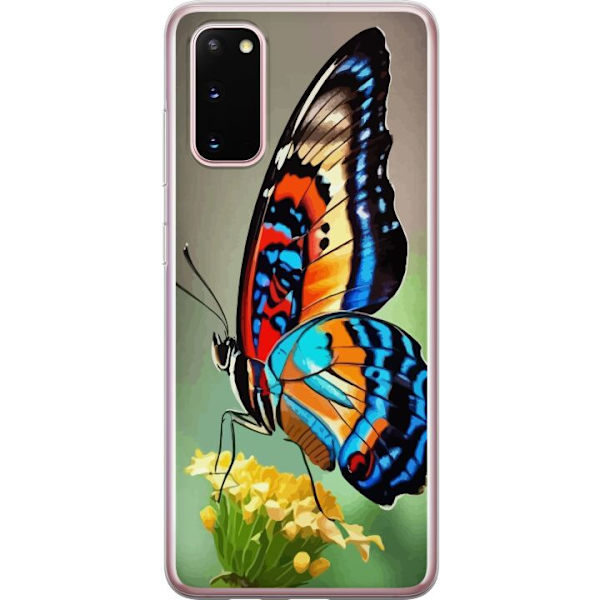 Samsung Galaxy S20 Genomskinligt Skal Fjäril Natur Sommar Motiv Vingar Färgstark Design Populär Dekor Grafiskt Exotiskt Tema