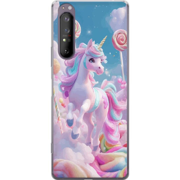 Sony Xperia 1 II Genomskinligt Skal Enhörning Candy Pastell Kawaii Motiv Söt Populär Färg Grafiskt Trend Barn Motiv Fantasy Art