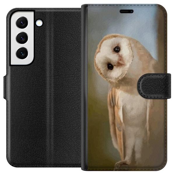 Samsung Galaxy S22+ 5G Tegnebogsetui Ugle Nysgerrig Blik Fuglemotiv Skov Natur Grafisk Design Populært Motiv Dyr Tema Dekoration