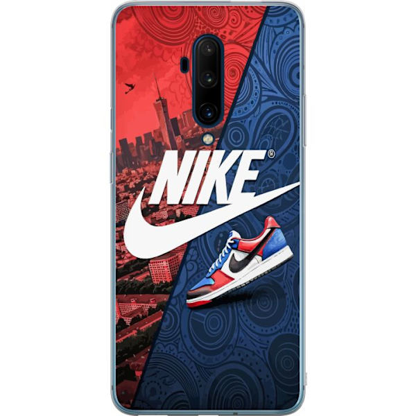 OnePlus 7T Pro Genomskinligt Skal Nike Logotyp Röd Blå Sneaker Stil Sport Fashion Populärt Swoosh Motiv Träningskläder Grafisk Ikon