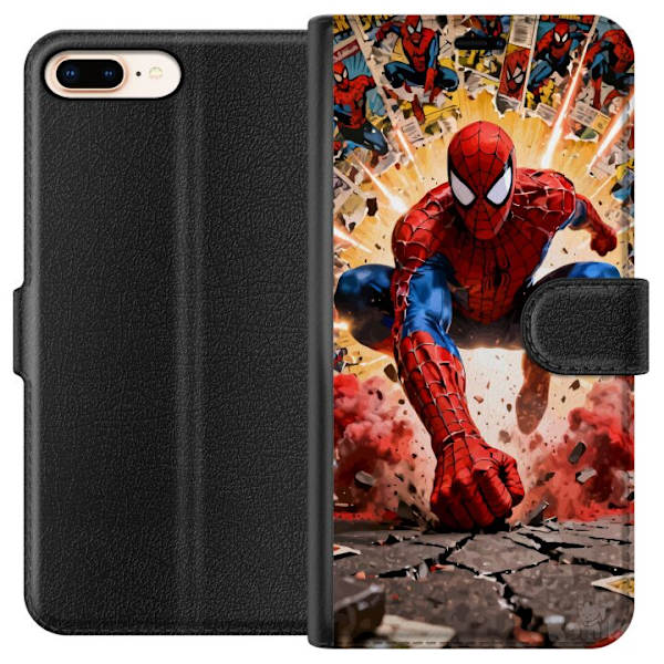 Kompatibel Tegnebogsetui til Apple iPhone 7 Plus Spider Man action