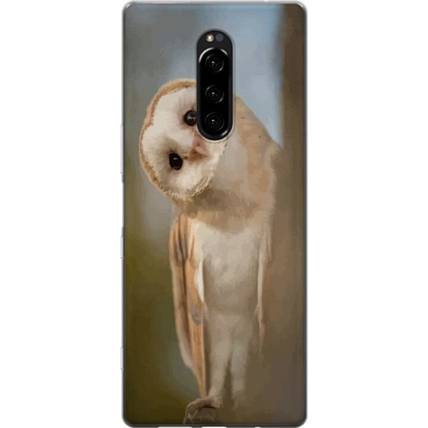 Sony Xperia 1 Läpinäkyvä kuori Uggla Utelias Katse Lintumotiivi Metsä Luonto Grafinen Suunnittelu Suosittu Motiivi Eläin Teema Koriste