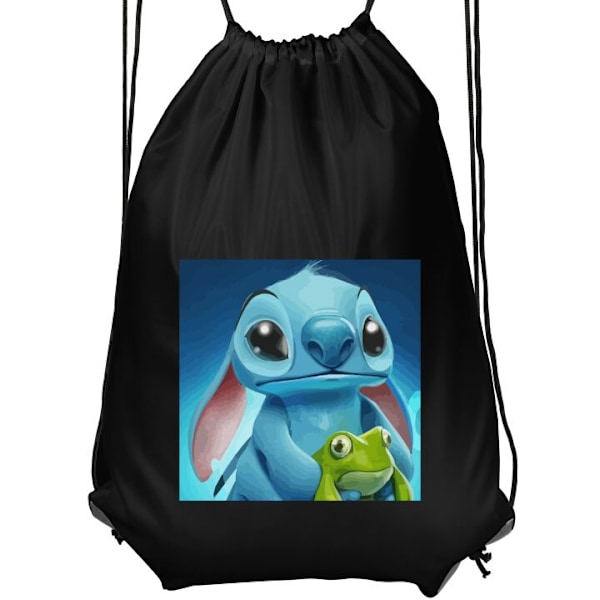 Gympapåse | Lätt Träningsväska för Vuxna Stitch och grodan svart Vuxen