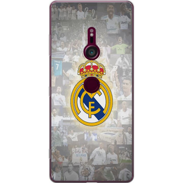 Sony Xperia XZ3 Läpinäkyvä kuori Real Madrid -emblem Jalkapallokerho Tunnuksella Valkoinen Kulta Design Mestarien Liiga Mestari La Liga Fanit Ikoni