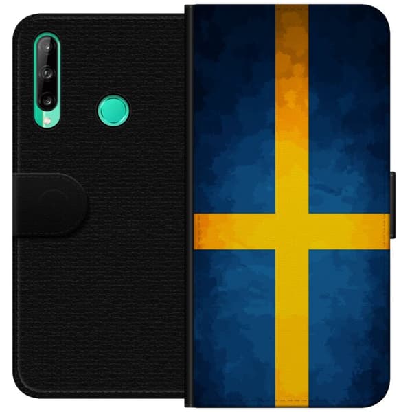 Kompatibelt Plånboksfodral till Huawei P40 lite E Svenska flaggan blå