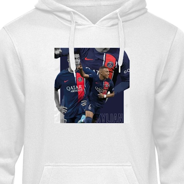 Hoodie för Vuxen | Bekväm Huvtröja Kylian Mbappé vit L