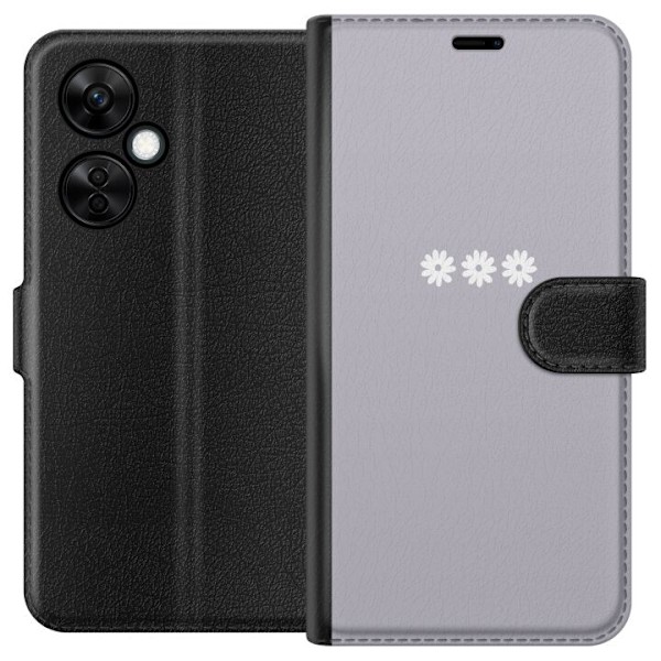 OnePlus Nord CE3 Plånboksfodral Lila Blomminimalism – stilrent blommotiv på lila bakgrund