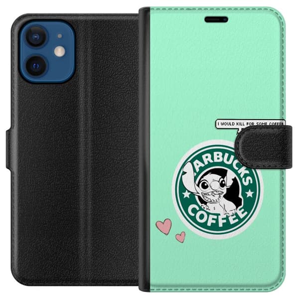 Kompatibel Tegnebogsetui til Apple iPhone 12 mini Stitch Kaffe