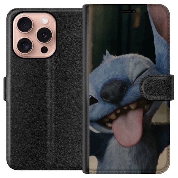 Apple iPhone 16 Pro Tegnebogsetui Stitch Sød Alien - Blå Favorit fra Ydre Rummet
