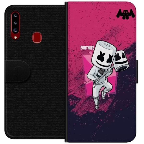 Samsung Galaxy A20s Lompakkokotelo Marshmello Fortnite Skin Em