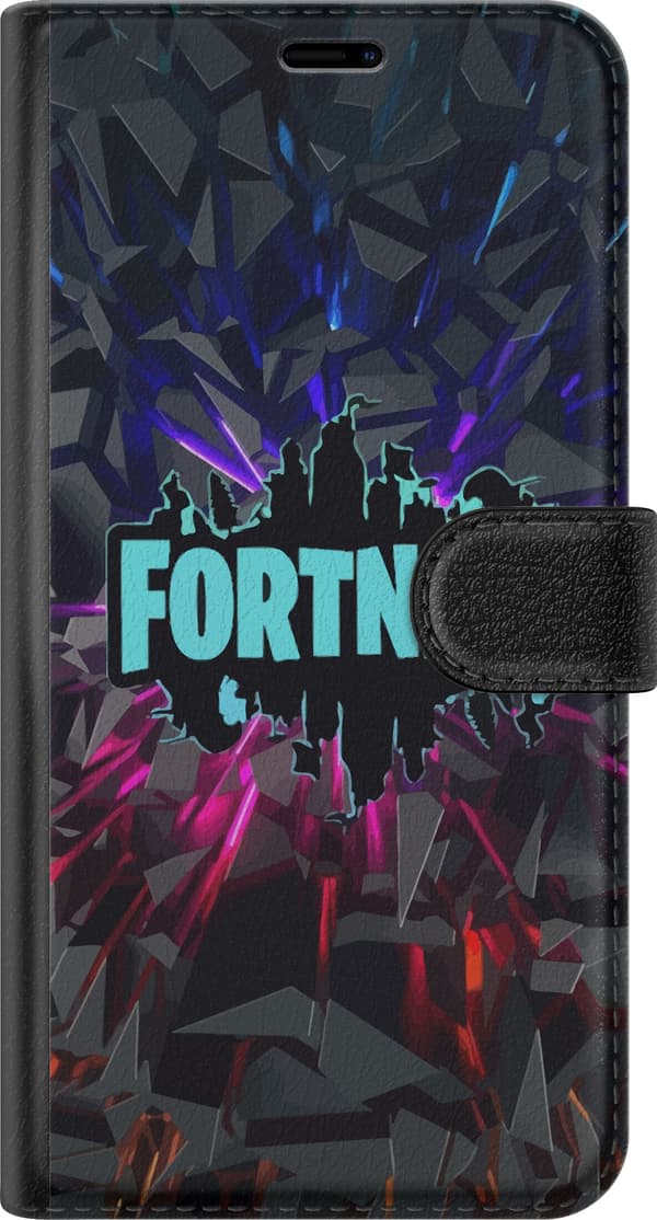 Kompatibelt Plånboksfodral till Samsung Galaxy A53 5G Spelinspirerad abstrakt logotypdesign med exploderande former neonljus och dynamisk energi för