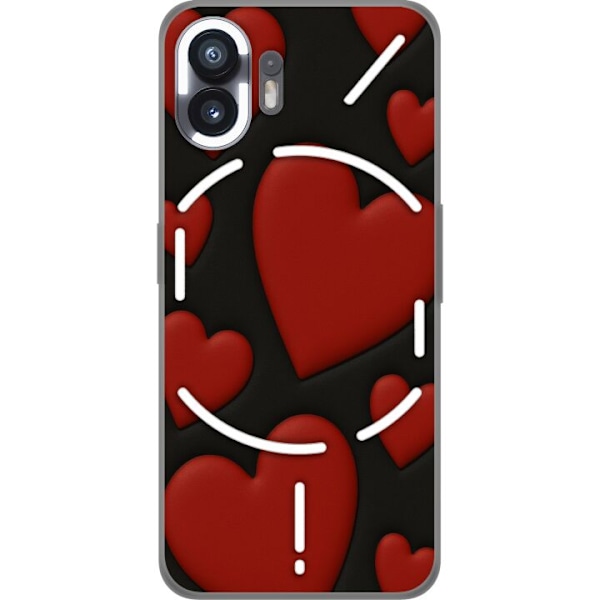 Nothing Phone (2) Gennemsigtig cover Rød Fløjlshjerter