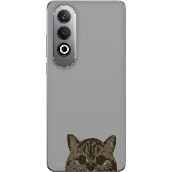 OnePlus Nord CE4 Genomskinligt Skal Grå Kattblick – stilren kattdesign med grå bakgrund