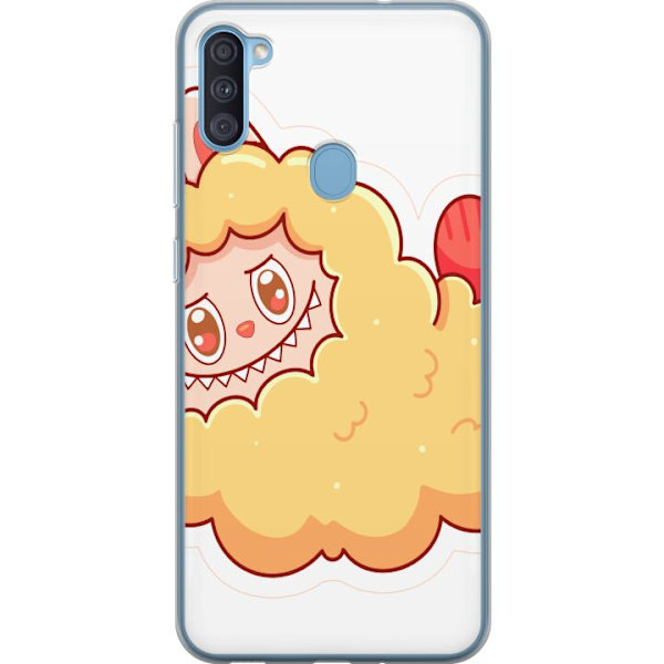 Samsung Galaxy A11 Genomskinligt Skal Labubu Tvättbjörn Pop Mart Figur Samlarobjekt Söt Design Populärt Motiv Art Toy Kreativ Figurserie
