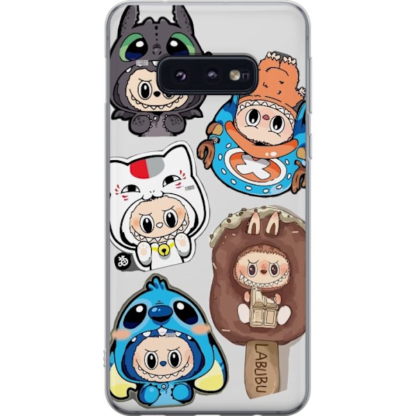 Samsung Galaxy S10e Läpinäkyvä kuori Labubu hahmokokoelma - Pop Mart Labubu The Monsters väriluulisessa muotoilussa
