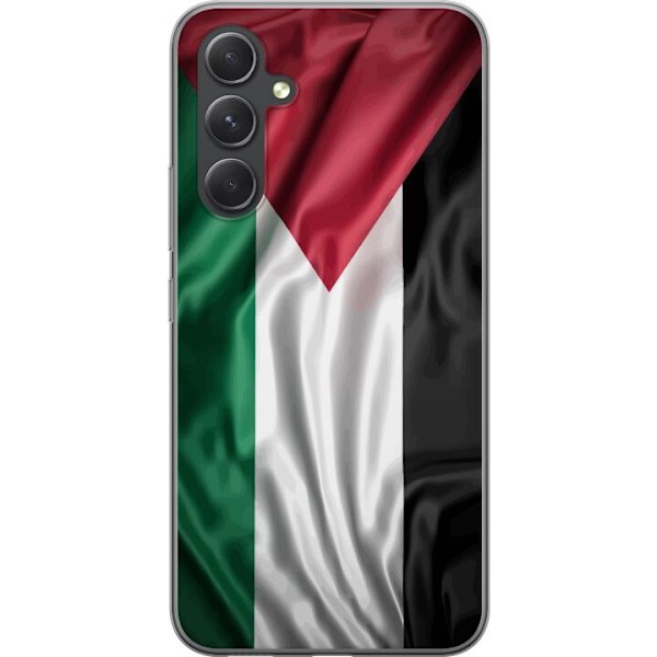 Samsung Galaxy A55 Gennemsigtig cover Palestinaflaget – ikonisk frihedssymbol i rød, sort, hvid og grøn