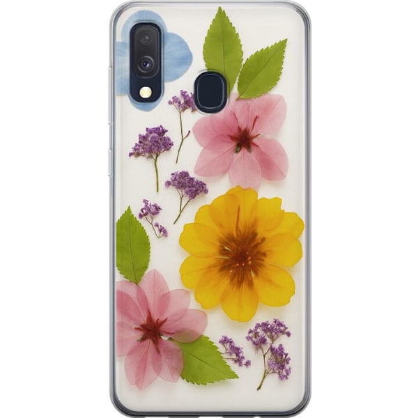 Samsung Galaxy A40 Genomskinligt Skal Pressade blommor