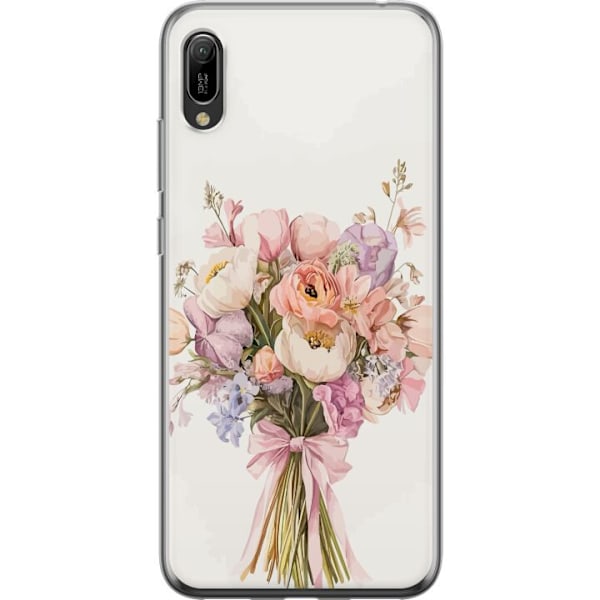Huawei Y6 Pro (2019) Läpinäkyvä kuori Kännykkäkuori värikkäällä kukkakimpulla romanttisessa tyylissä