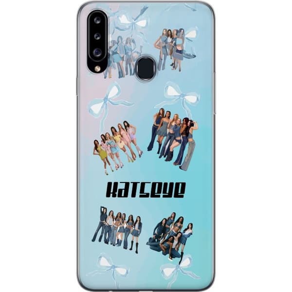 Kompatibelt Mobildeksel til Samsung Galaxy A20s KATSEYE blå gruppcollage blå