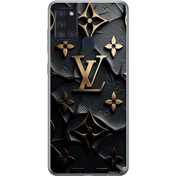 Samsung Galaxy A21s Gennemsigtig cover Louis Vuitton Mørk Tilstand Design Sort Luksus Stil Mode Populær Grafisk Mønster Modeikon Luksusmærke