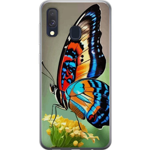Samsung Galaxy A40 Genomskinligt Skal Fjäril Natur Sommar Motiv Vingar Färgstark Design Populär Dekor Grafiskt Exotiskt Tema