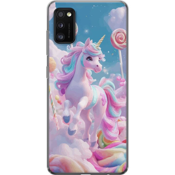 Samsung Galaxy A41 Gennemsigtig cover Enhjørning Candy Pastel Kawaii Motiv Sød Populær Farve Grafisk Trend Børne Motiv Fantasy Art