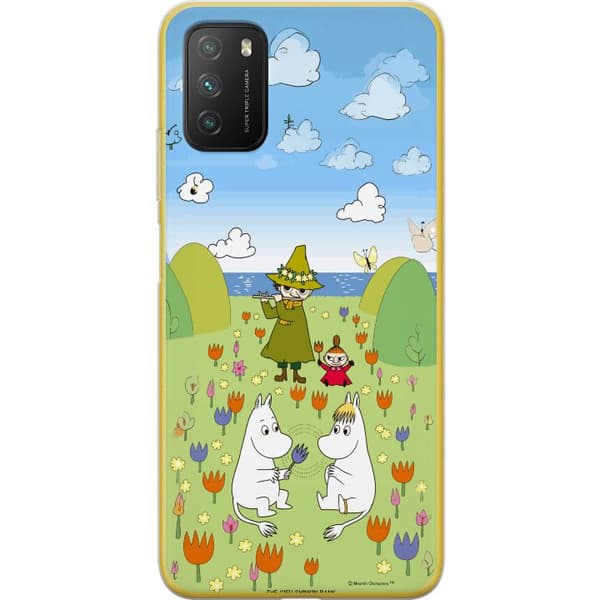 Kompatibelt Mobildeksel til Xiaomi Poco M3  Mumin i blomsteräng grønn