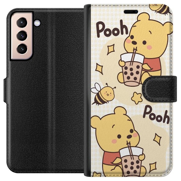 Samsung Galaxy S21 Lompakkokotelo Nalle Pooh - klassinen karhumotiivi uudessa tulkinnassa