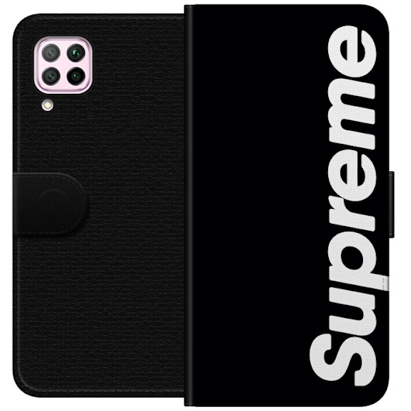 Huawei P40 lite Tegnebogsetui Supreme Sort Hvid Streetwear Design Klassisk Modeikon Trend Urban Stil Grafiskt Motiv Populær