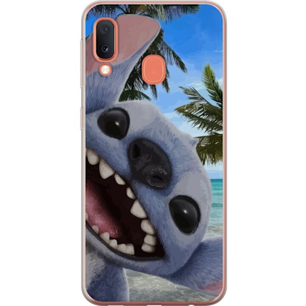 Samsung Galaxy A20e Genomskinligt Skal Stitch mobilskal med Palmer i söt vänskapsdesign