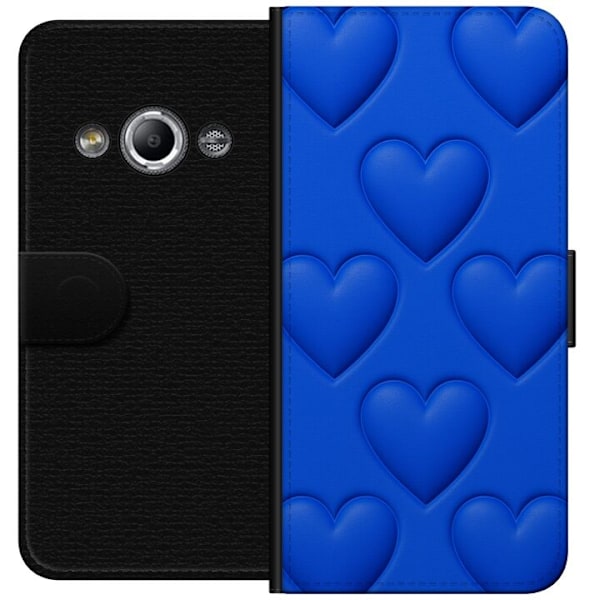 Samsung Galaxy Xcover 3 Tegnebogsetui Blå Hjerter