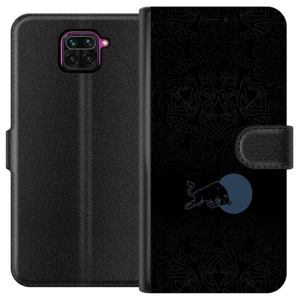 Kompatibel Tegnebogsetui til Xiaomi Redmi Note 9 Mørk minimalistisk tyr foran fuldmåne sort