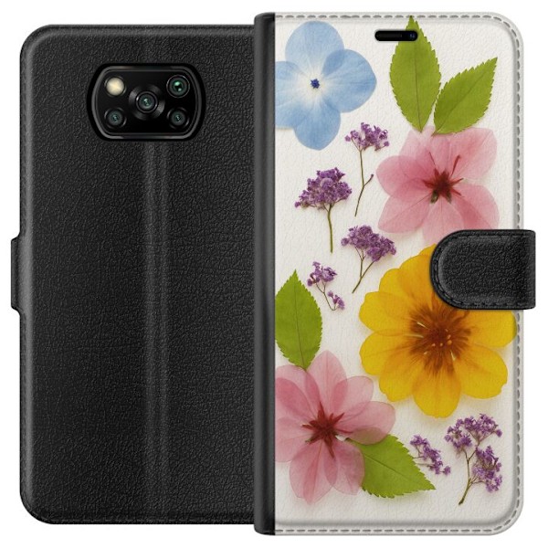 Xiaomi Poco X3 NFC Tegnebogsetui Pressede blomster