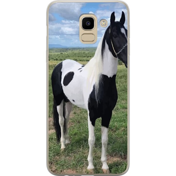 Samsung Galaxy J6 Gennemsigtig cover Hestemagi - stiliseret hest i en rolig farveskala