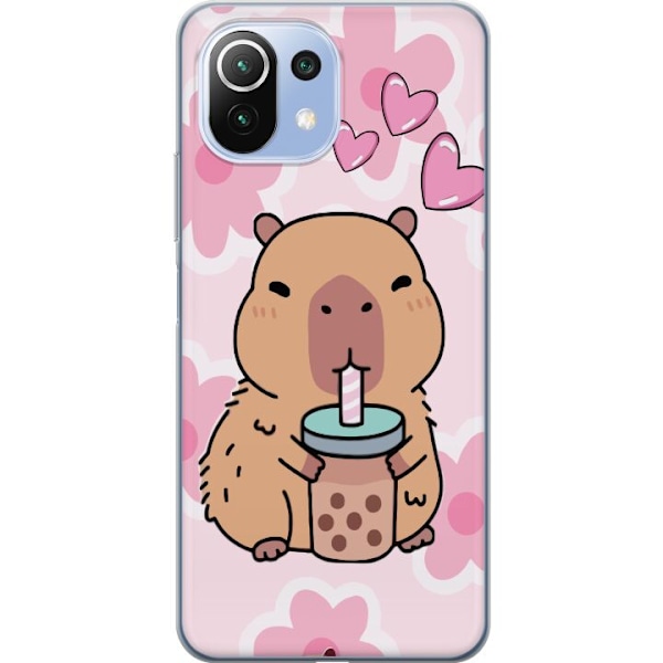 Xiaomi 11 Lite 5G NE Läpinäkyvä kuori Kawaii Capybara Sydä
